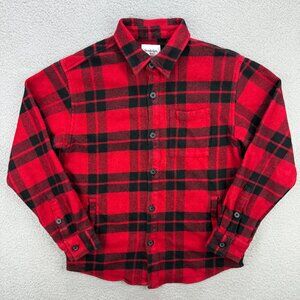 Goodfellow & Co Shirt Mens Small S Red Plaid Flannel Thick Heavyweight Button Up